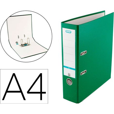 Archivador de palanca elba top carton compacto polipropileno con rado din a4 lomo de 80 mm verde