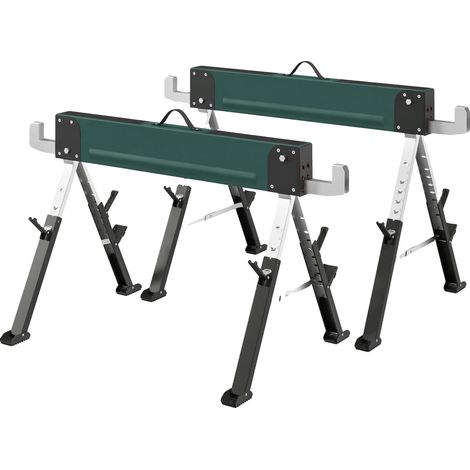 Tréteaux Pliants, Hauteur Réglable, Design Portable, vert (1/2)