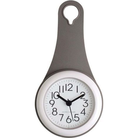Réveil de salle de bain élégant - Réveil silencieux - Réveil de cuisine à ventouse - Mini réveil pour la maison - Réveil original - gris (1/5)