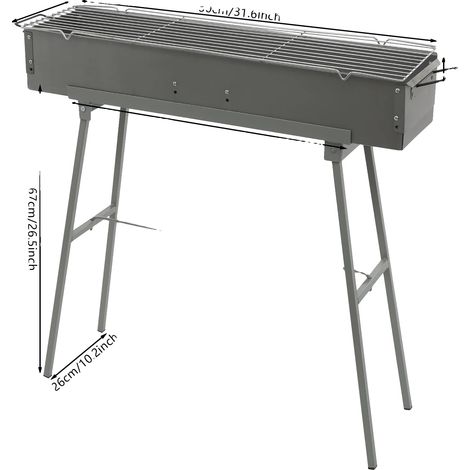 Parrilla portátil para barbacoa, con ventilación ajustable, color gris. (1/2)