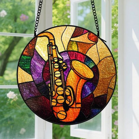 Capteur de Soleil en Vitrail  Décoration Spirituelle pour Maison 15cm (1/4)