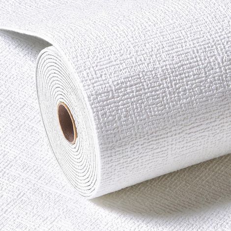 Papel pintado de espuma 3D, impermeable, apto para la decoración de paredes en el salón o el dormitorio, color blanco, 1 rollo (10 m de largo, 50 cm de ancho). (1/5)