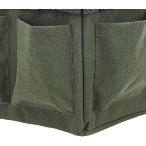 Werkzeugtasche für den Außenbereich, großes Fassungsvermögen, strapazierfähige und faltbare Werkzeugtasche aus Oxford-Gewebe, geeignet für Gartenarbeiten, olivgrün. (1/5)