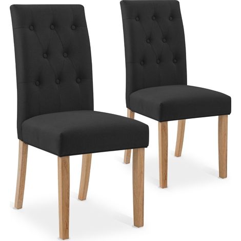 Lot de 2 chaises capitonnées Gaya tissu noir (1/3)