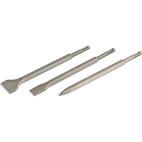 SET SCALPELLI 3 PZ SCALPELLO SDS PLUS PUNTA PIATTA PER DEMOLITORE PNEUMATICO 113