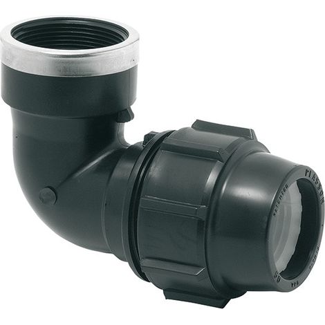 Gomito misto 90°, filettatura femmina, montaggio a parete, 25 mm x ¾ in