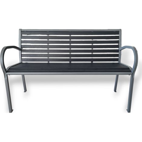 Panchina in acciaio e resina con braccioli colore grigio antracite 125x59x81 cm (1/4)