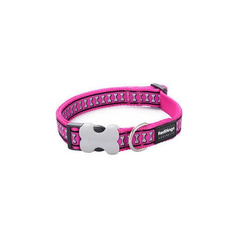 Collier pour chien dingo rouge dingo fuchsia réfléchissant os (1.5 x 24-36 cm) (1/3)