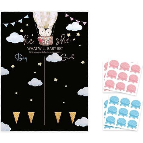 "Affiche jeu de vote fille ou garçon avec stickers – Poster lapin révélation de sexe pour baby shower, jeu interactif invités, décoration fête naissance." (1/4)