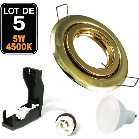 5er- GOLDENE schwenkbare Einbaustrahler GU10 LED 5W eqv. 40W Neutralweiß 4500K