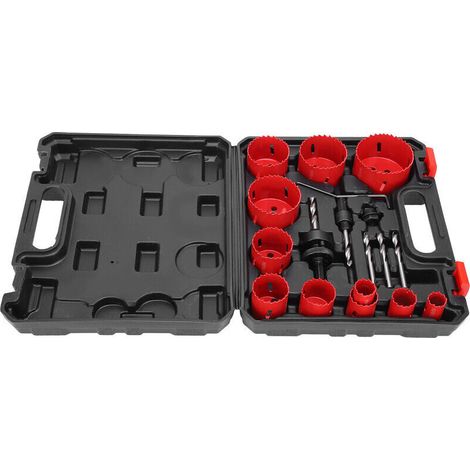 Set of 17 metal hole saw bits for wood, PVC, and plastic boards (1/5)