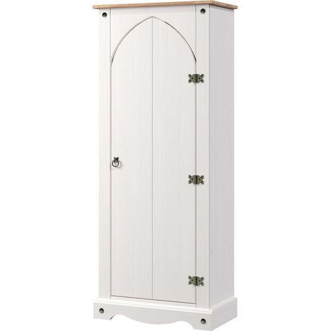 Vestry Cupboard Pine Living Room Home Furniture White Painted Storage Shelves (1/2)