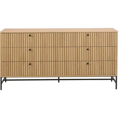 Commode 6 tiroirs en bois L157.9cm - Bois clair - Storo (1/5)