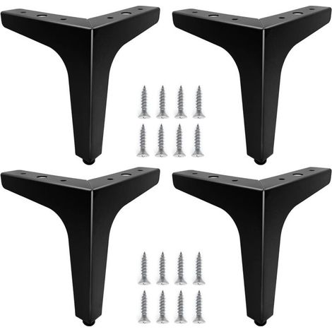 4er-Set schwarze Metall-Möbelfüße, 15 cm – Maximale Traglast 80 kg – Schnelle Montage mit Schrauben – Für Sofas, Nachttische, TV-Möbel (1/4)