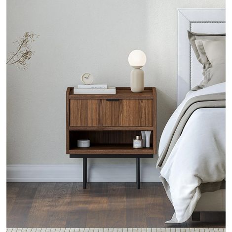 AX LIVING Nordiva Nachttisch Kommode 40 cm Warmia Walnut Holz Modern