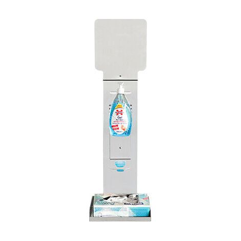 Kit Set Da Parete Totem Igienizzante Dispenser Gel Porta Guanti - Cestino
