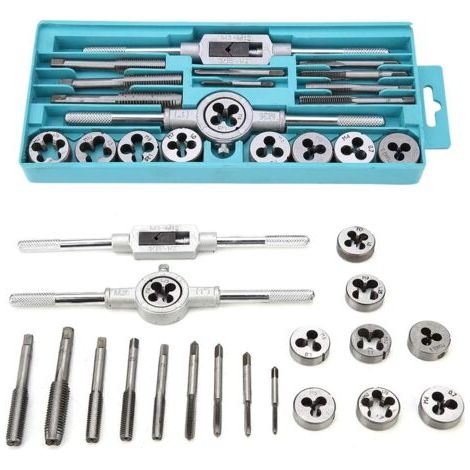 Tarauds et Filières Métrique, 20 Pcs M3-M12 Outil Pour Tarauder Métrique, Coffret Tarauds et filières, Filetage Extracteurs de Vis en Acier, Outils de filetage Clé Vis outils avec étui de Rangement