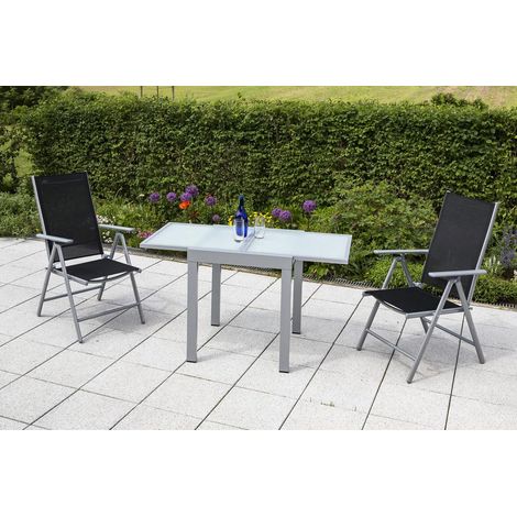 Amalfi Set 3tlg 2 Sessel schwarz Tisch 65(130)x65 m
