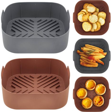 Fogli quadrati in silicone per friggitrice ad aria da 8,2 pollici - Set di 2 fogli quadrati in silicone per cottura in forno - Riutilizzabili - 4 - 8 QT - Sostituiscono la carta da forno - 8,2 pollici (1/4)