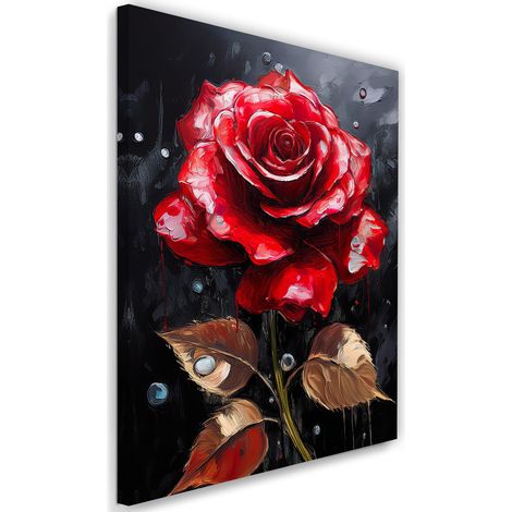 Tableau déco Gouttes de pluie sur une rose rouge 70x100 (1/5)