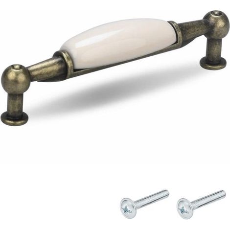 Tirador de mueble vintage con acabado de porcelana Zamak, 96 mm (1/3)