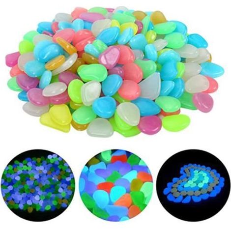Pierre Luminescentes 200 Pièces Galet Lumineux Galets Pierres Glow in the Dark Pebble Stones pour Aquarium (couleur mélangée)