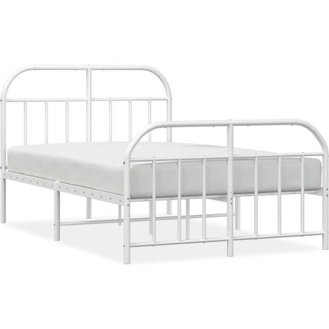 Lit double,Lit adulte,Cadre de lit métal sans matelas et pied de lit blanc 120x200 cm CFW4059051 (1/5)