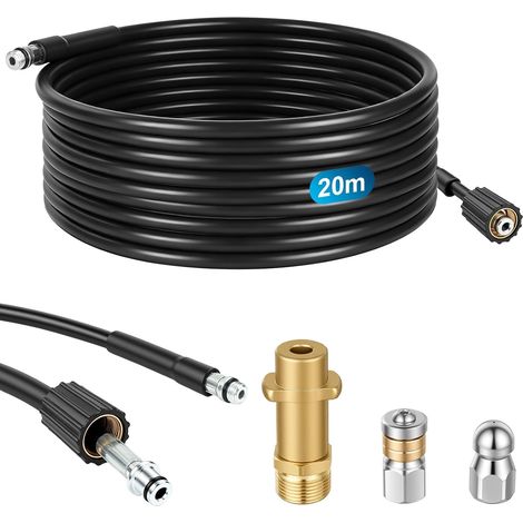 1 Kit Deboucheur, Tuyau 20M, Buse Rotative, Acier Inoxydable, Adaptateur M22, Cuivre, Pour Karcher K2-K7