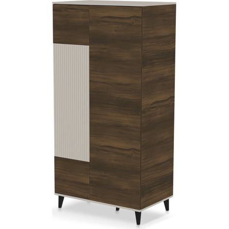 Buffet haut 90 x 182 cm beige et aspect noyer PUMP (1/5)