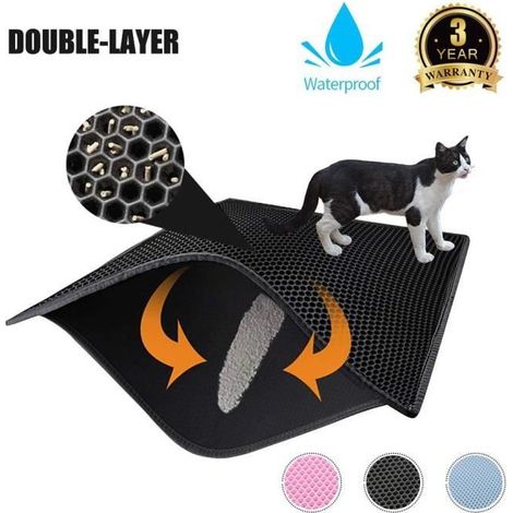 MOGOI Tapis Litière chat Tapis multifonctionnel pour couchage Tapis à gratter Double couche Taille XL Noir (1/3)