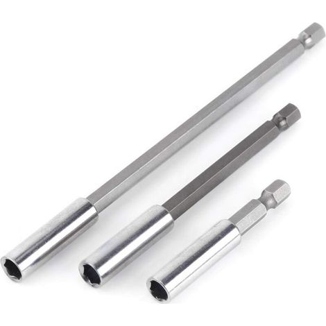 3pcs 1/4" Tige Porte Embouts Magnétique Extension de Vissage Rallonge Perceuse Électrique Tournevis Extension pour Foret Electrique (1/4)