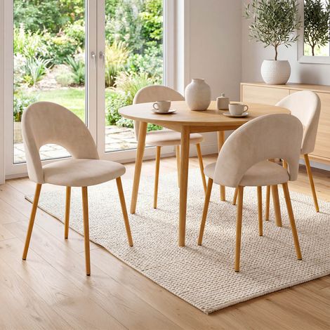 Lote de 4 sillas de comedor de terciopelo beige MADO (1/5)