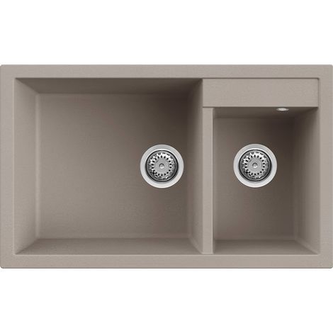 Lavello Elleci Incasso 2 vasche 81,5x50 Quadra 440 Granitek Grigio Tortora LGQ44043 (1/3)