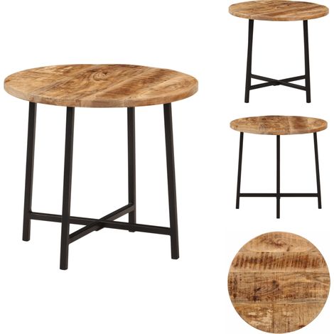 Table basse 45x45x40 cm bois de manguier solide et fer - Table Basse - Table D'appoint - Mobilier Intérieur - Design Scandinave - Bois Massif (1/5)