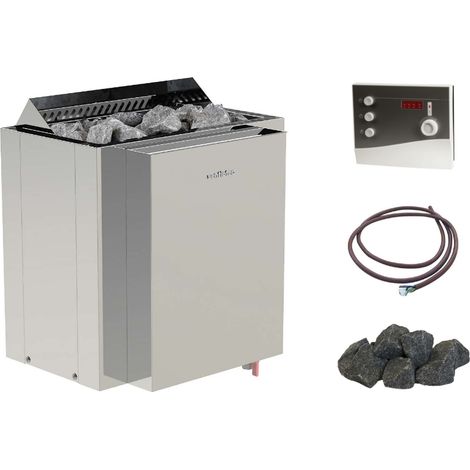 Ensemble complet de poêles électriques combinés pour sauna : Qubic 6,0 kW avec commande externe incluse