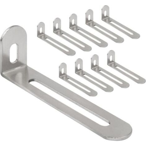 Lot de 10 équerres de fixation en L argentées, 32 x 80 mm Pour meubles en bois, avec vis (1/5)