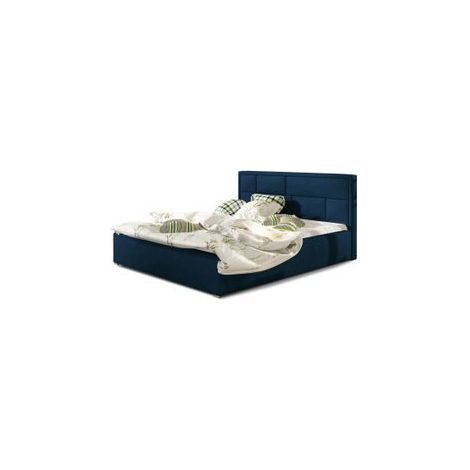 Lit adulte avec coffre de rangement Lenzo – Velours rembourré-Bleu nuit-180x200 (1/5)
