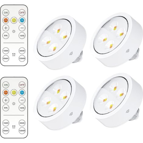 Lampe LED à piles avec télécommande, ampoule E26 sans fil fonctionnant sur batterie AA, éclairage à vis pour applique murale sans électricité (1/5)