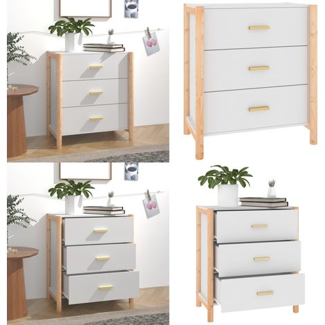 Sideboard Weiß 62x38x70 cm Holzwerkstoff - Schreibtisch - Wohnzimmer Deko - Regal - Holzmöbel - Sideboard Weiß - Home & Living (1/5)