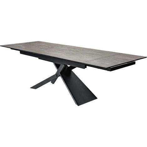Esstisch STELIX – Ausziehbar 180 bis 260 cm – Metallstruktur und Tischplatte aus gehärtetem Glas und Keramik