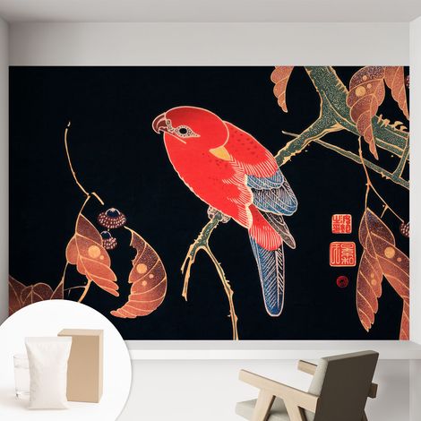 Tapete Vliestapete mit Kleber für Wohnzimmer Schlafzimmer Küche - Wanddekoration Exotischer Vogel 152x104 cm (1/5)