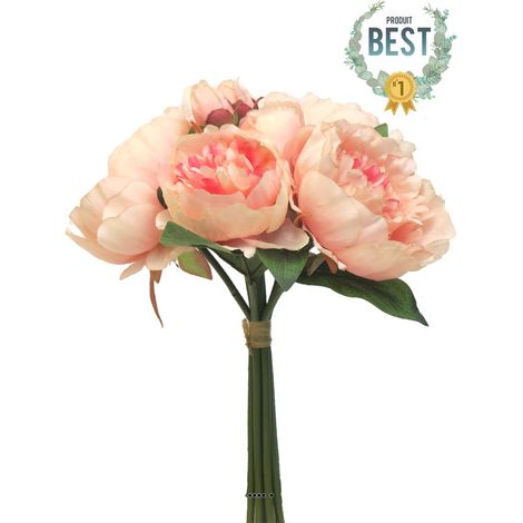 Bouquet de Pivoines artificielles 8 têtes D28cm H34cm Rose pâle - BEST - couleur: Rose pâle