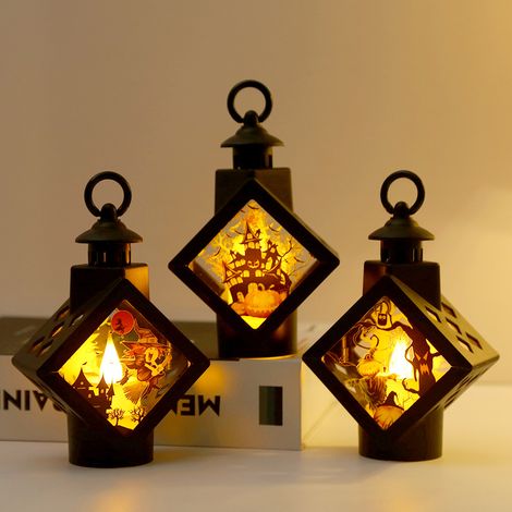 3-teiliges Retro-Windlampen-Set für den Außenbereich, Mini-Dekoration, Kürbis-Halloween-Laterne, dekorative LED-Laterne, kreative Windlampe (1/4)