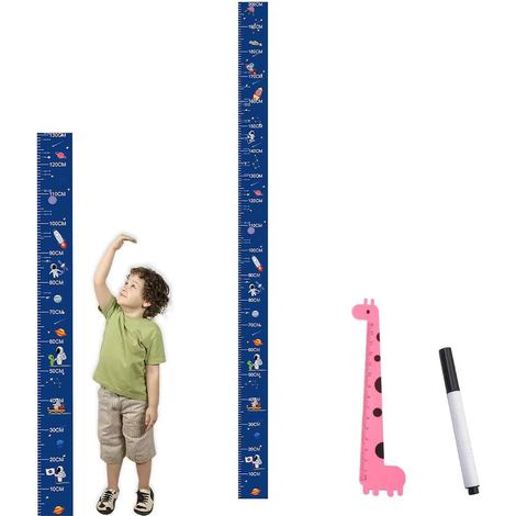 Règle Hauteur Murale - Autocollant Astronaute 0-200 cm - Pour Suivi Croissance Enfant - PVC Non Toxique - Avec Stylo et Règle 15 cm - 1 Pièce (1/5)