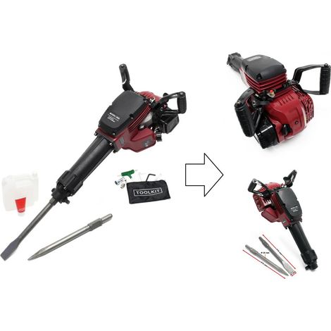 Marteau-piqueur 2,5 CV – Force d'impact 55 joules – 1500 coups/min – Pour béton armé et démolition – Poignée ergonomique anti-vibration