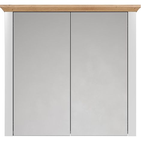 Badezimmer Spiegelschrank in lichtgrau mit Artisan Eiche Nb. LICATA-19, B/H/T ca. 78/73/24 cm (1/4)