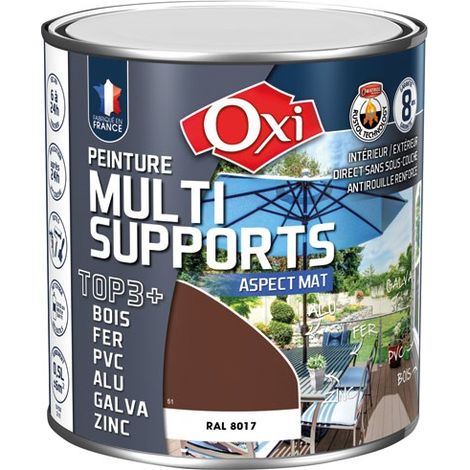 Peinture extérieure multi-supports brun mat 0,5 L – Protection anti-humidité et anti-rouille – Technologie RUSTOL pour bois et métal – OXI (1/2)