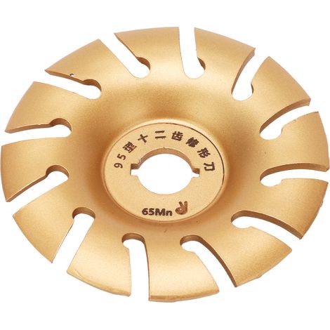 Meule de façonnage 12 dents acier inoxydable pour bois, disque à sculpter 95mm or, adapté à meuleuse d'angle (1/5)