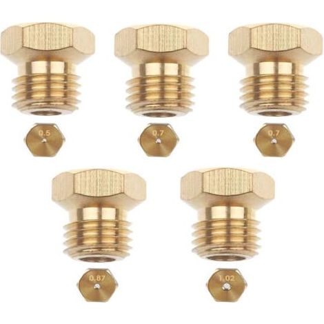 5er-Pack Universelle Butangasdüsen 0,5/0,7/0,87/1,02mm - Gewindeinstallation für Brenner - Umrüstung von Erdgas auf Flüssiggas (1/5)