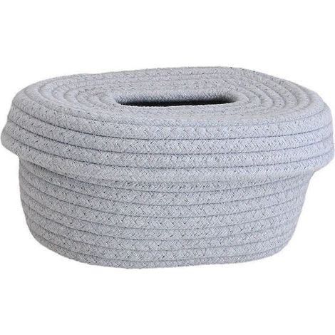 Boîte à mouchoirs en coton tressé fait main, porte-serviettes décoratif pour maison, rangement de bureau, grise (1/5)